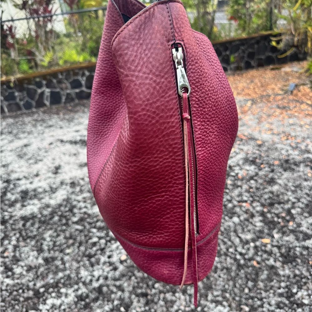 Rebecca Minkoff Burgundy Pebbled Leather Hobo Shoulder Bag - Picture 8 of 16